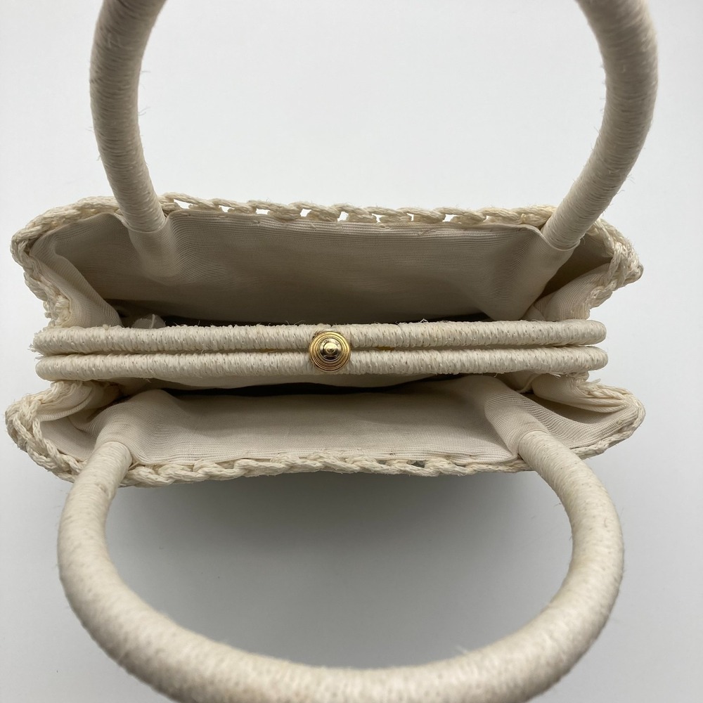Vintage 1970s Italian-Made Crocheted Off-White Handbag Boho - Picture 6 of 9